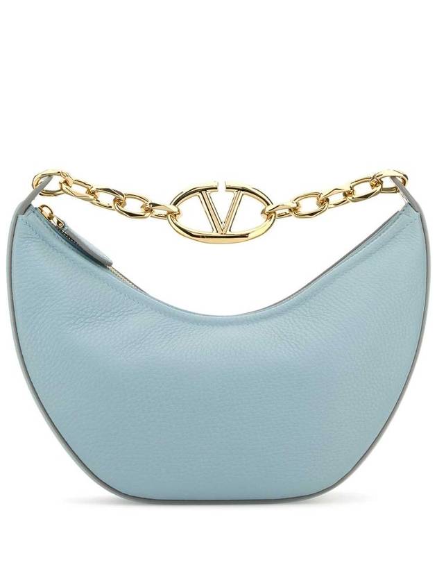 V Logo Zip-Up Medium Tote Bag Light Blue - VALENTINO - BALAAN 2