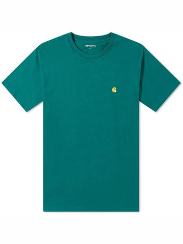 Men's Chase Mini Embroid Logo Short Sleeve T-Shirt Chervil - CARHARTT WIP - BALAAN 1