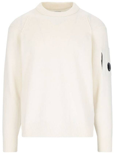 Lambswool GRS Crew Neck Knit Top White - CP COMPANY - BALAAN 2