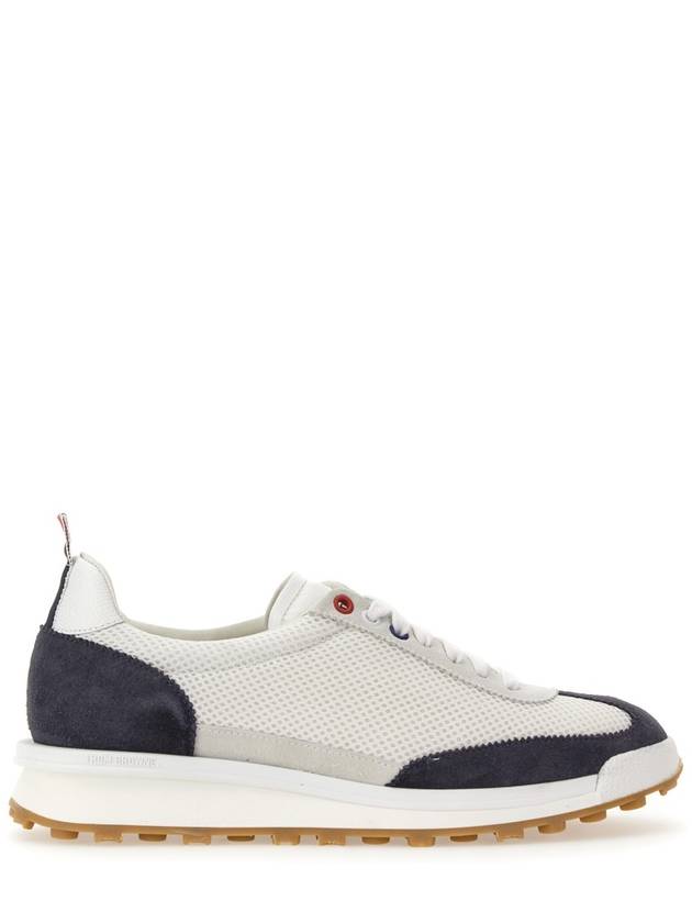 Fine Kid Suede Tech Runner Sneaker Navy - THOM BROWNE - BALAAN 3