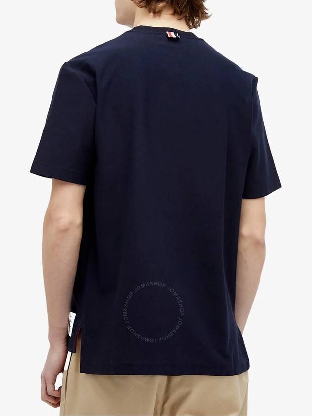 RWB Stripe Cotton Short Sleeve T-shirt Navy - THOM BROWNE - BALAAN 3