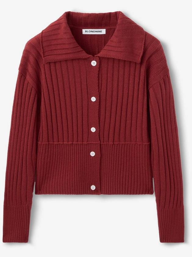 Rib knit collar cardigan_Fearred - BLONDNINE - BALAAN 1