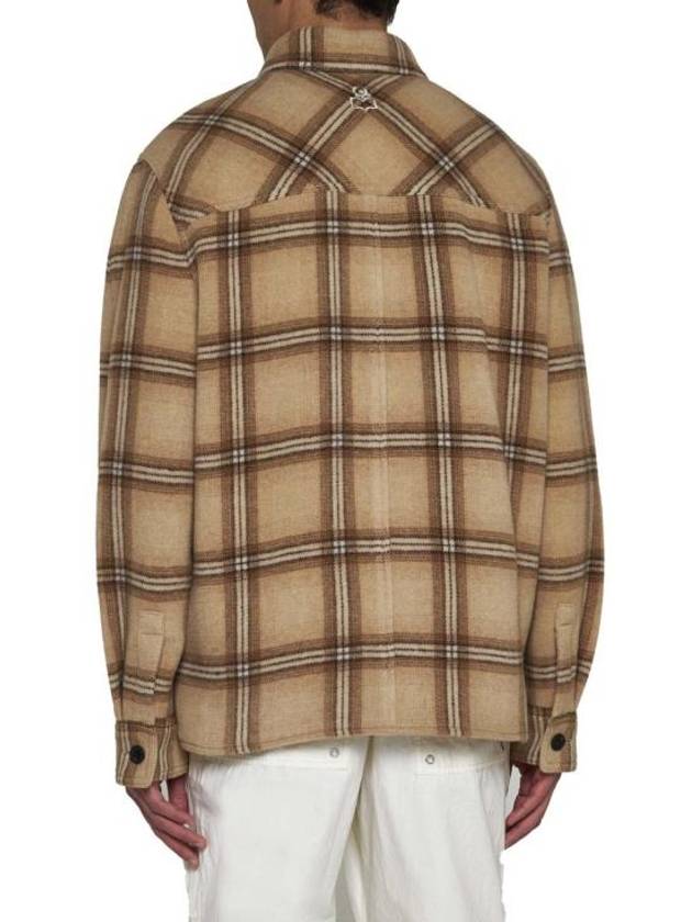 Kervon Check Wool Shirt Jacket Camel - ISABEL MARANT - BALAAN 5