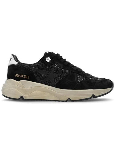 Women's Running Sole Glitter Leather Low Top Sneakers Black - GOLDEN GOOSE - BALAAN 1