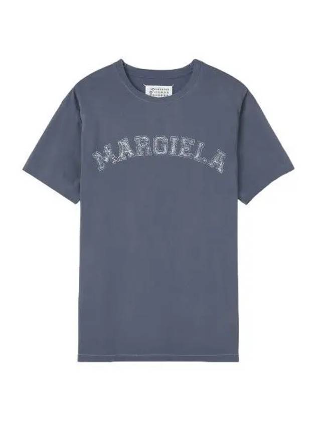 Logo Printing Short Sleeve T Shirt Blue Tee - MAISON MARGIELA - BALAAN 1
