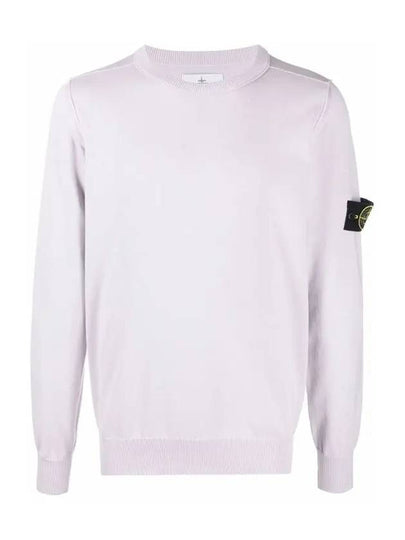 Wappen Patch Crew Neck Soft Cotton Knit Top Pastel Pink - STONE ISLAND - BALAAN 2