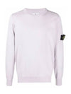 Wappen Patch Crew Neck Soft Cotton Knit Top Pastel Pink - STONE ISLAND - BALAAN 3