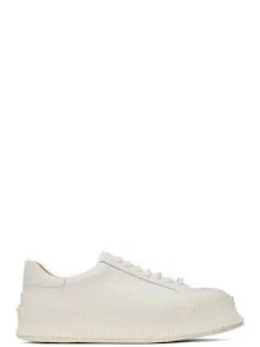 Platform Sole Lace-up Leather Low Top Sneakers White - JIL SANDER - BALAAN 2