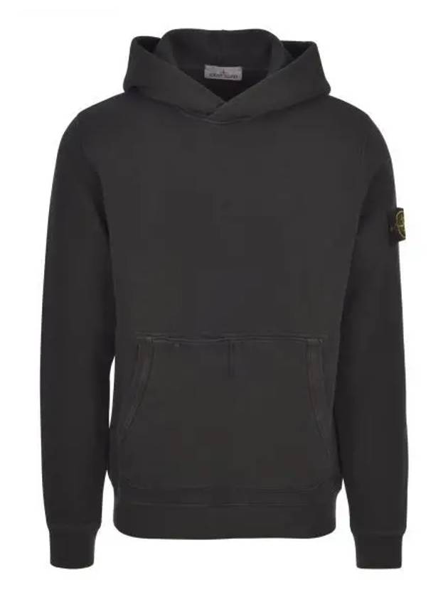 Old Effect Cotton Diagonal Fleece Hoodie Black - STONE ISLAND - BALAAN 2