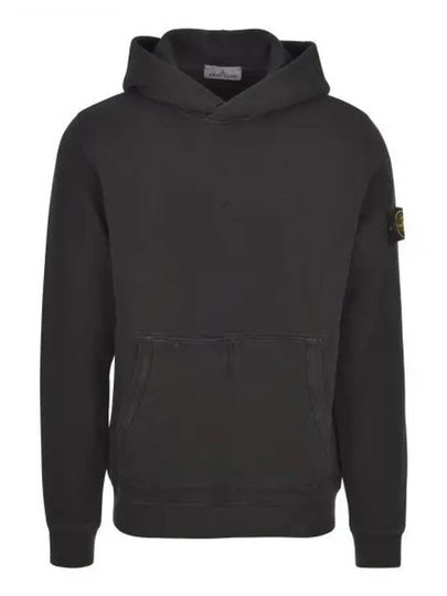 Old Effect Cotton Diagonal Fleece Hoodie Black - STONE ISLAND - BALAAN 2