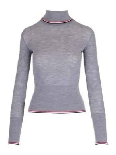 Women's Wool Rib Turtleneck Grey - THOM BROWNE - BALAAN 2