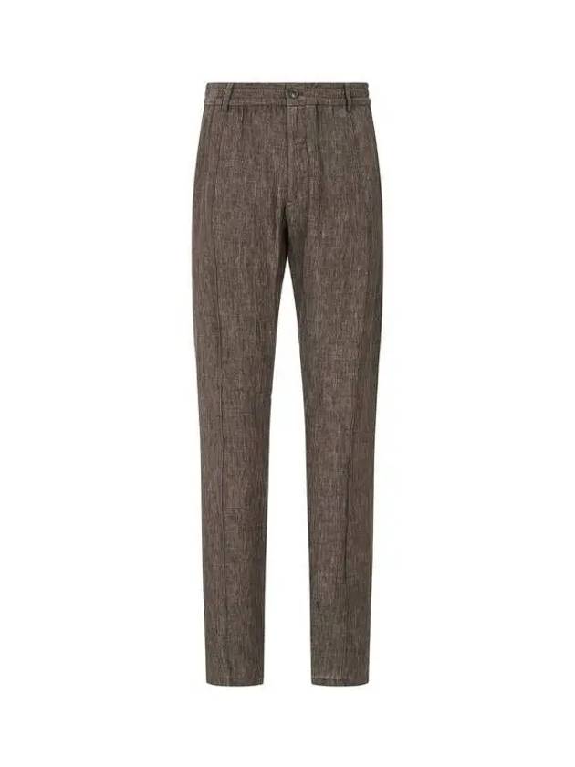 Men s Pintuck Point Linen Banding Pants Dark Brown - EMPORIO ARMANI - BALAAN 1