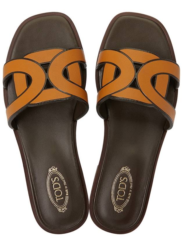 Women's Chain Flat Slippers Orange - TOD'S - BALAAN 3