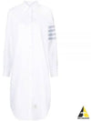 Diagonal 4-Bar Cotton Shirt Midi Dress White - THOM BROWNE - BALAAN 2