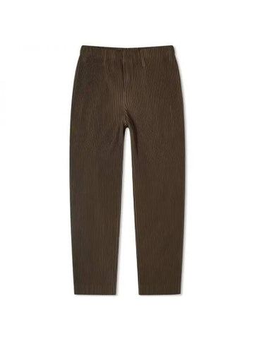 Pleated Straight Pants Dark Khaki - ISSEY MIYAKE - BALAAN 1