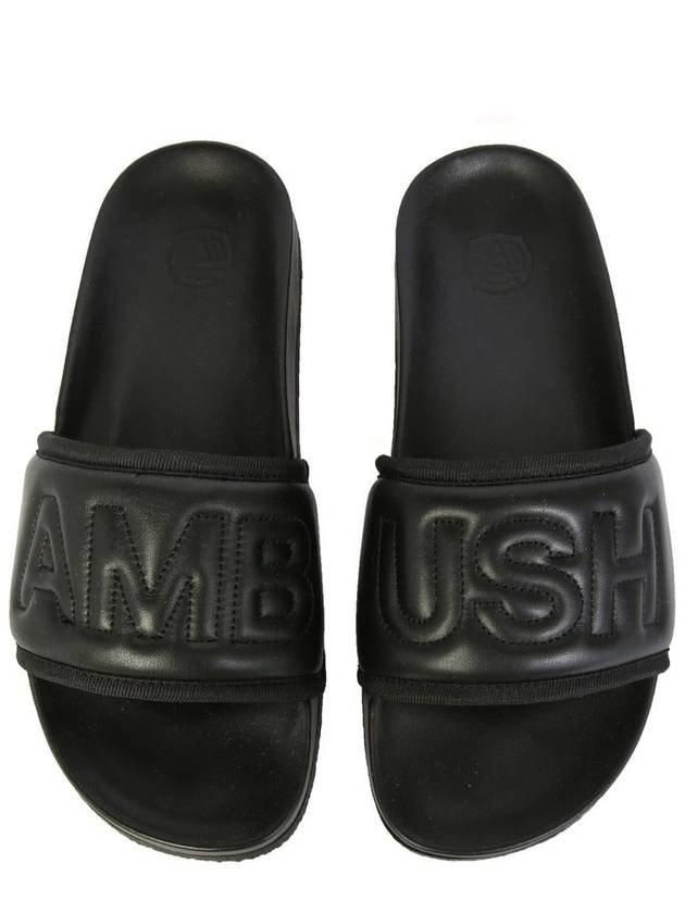 Logo Padded Leather Slippers Black - AMBUSH - BALAAN 3