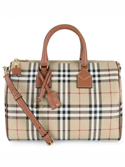 Medium Check Bowling Tote Bag Archive Beige Briar Brown - BURBERRY - BALAAN 2