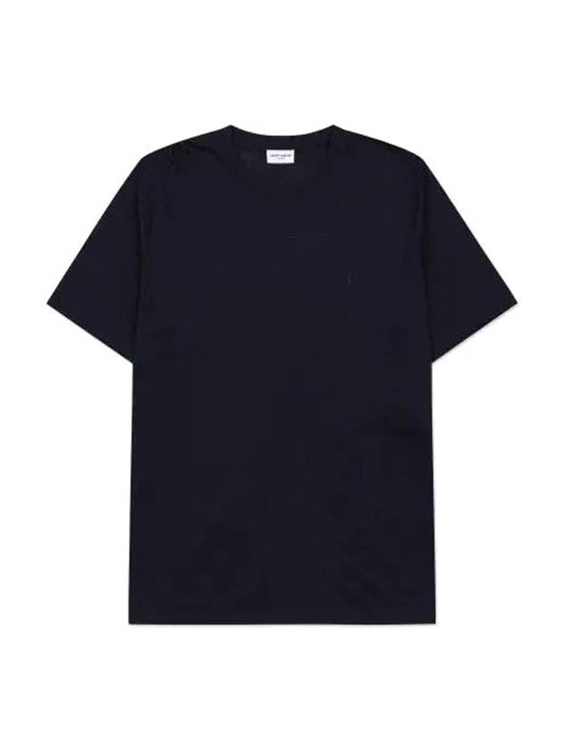 Logo Short Sleeve T-shirt Navy - SAINT LAURENT - BALAAN 1