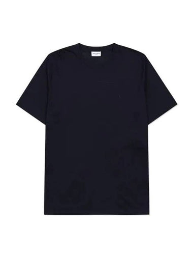 Logo Short Sleeve T-shirt Navy - SAINT LAURENT - BALAAN 1