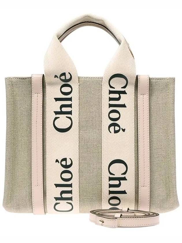 Woody Small Canvas Tote Bag Pink Beige - CHLOE - BALAAN 3