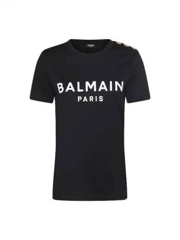 Logo printed shoulder button short sleeve t shirt 271064 - BALMAIN - BALAAN 1