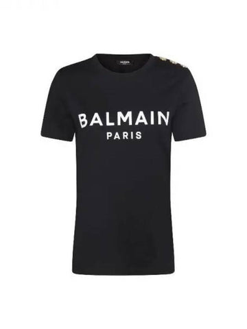 Logo printed shoulder button short sleeve t shirt 271064 - BALMAIN - BALAAN 1