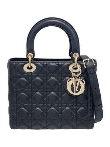 M0565ONGE M900 Black Cannage Lambskin Lady Medium Tote Bag Strap - DIOR - BALAAN 1