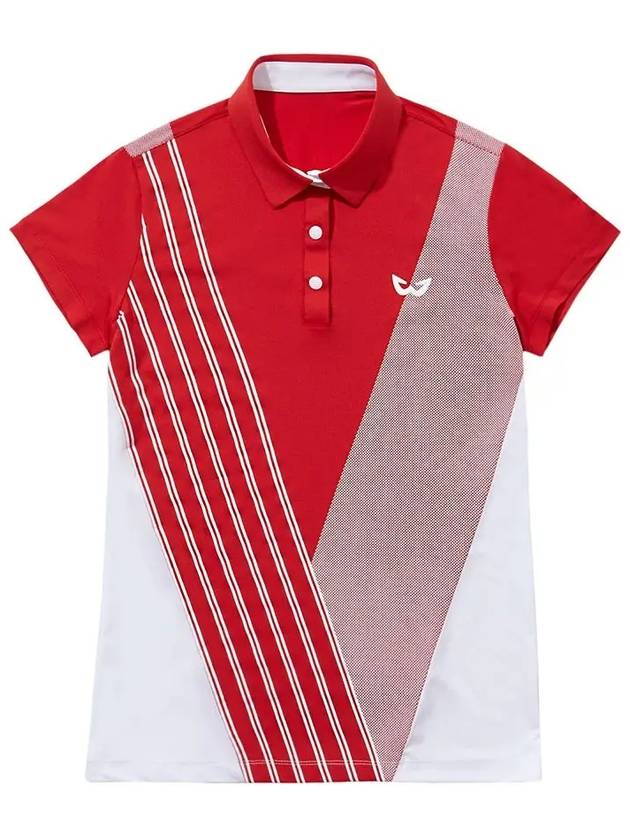 Golf Wear W Print Collar Short Sleeve Golf T-shirt WB21SUWT03RD Red - WHITEBALL - BALAAN 1