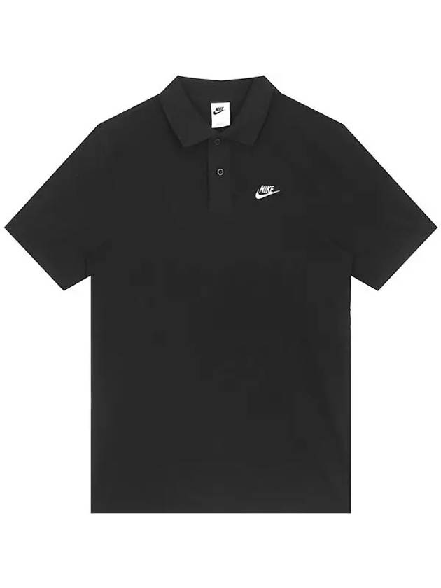 Club Loose Fit Pique Polo Shirt Black - NIKE - BALAAN 3