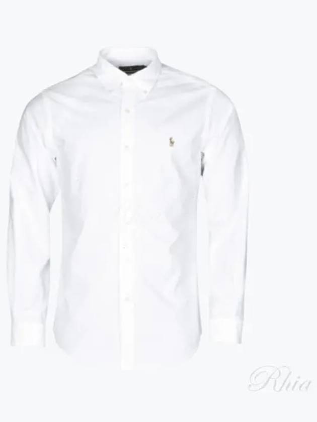 Embroidery Pony Oxford Long Sleeve Shirt White - POLO RALPH LAUREN - BALAAN 2