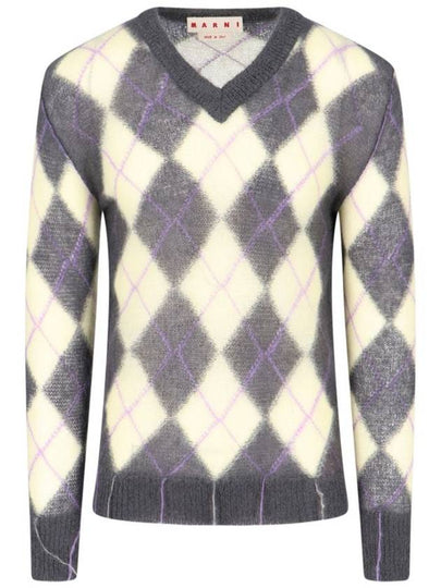 Geometric Pattern V-Neck Knit Top - MARNI - BALAAN 2