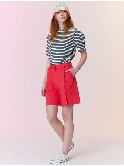 Linen One Tuck Bermuda Shorts Red - OPENING SUNSHINE - BALAAN 2