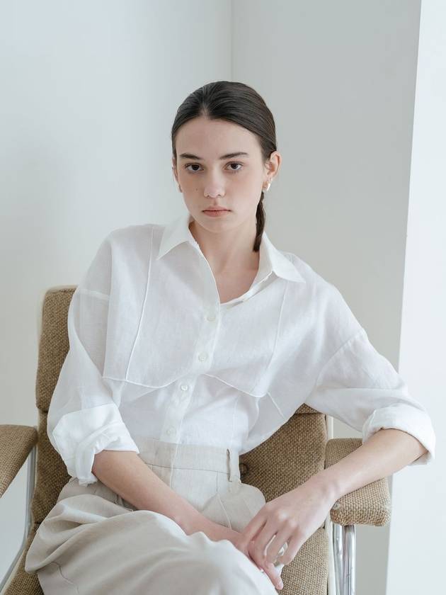 Linen White Stitched Shirt - YOUNESS - BALAAN 5