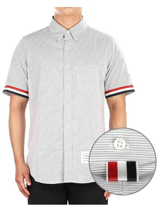 Men's Pincode Armband Short Sleeve Shirt Grey - THOM BROWNE - BALAAN 2