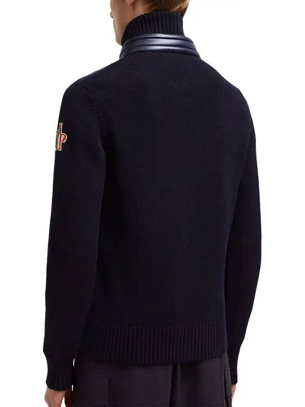 Men s Padded Wool Zip Up Cardigan Navy Blue - MONCLER - BALAAN 6