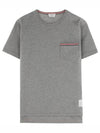 Men's Medium Weight Jersey Tipped Pocket Crewneck Short Sleeve T-Shirt Light Grey - THOM BROWNE - BALAAN 2