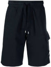 Light Fleece Utility Shorts Navy - CP COMPANY - BALAAN 3