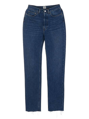 high waist cropped straight jeans blue - TOTEME - BALAAN.
