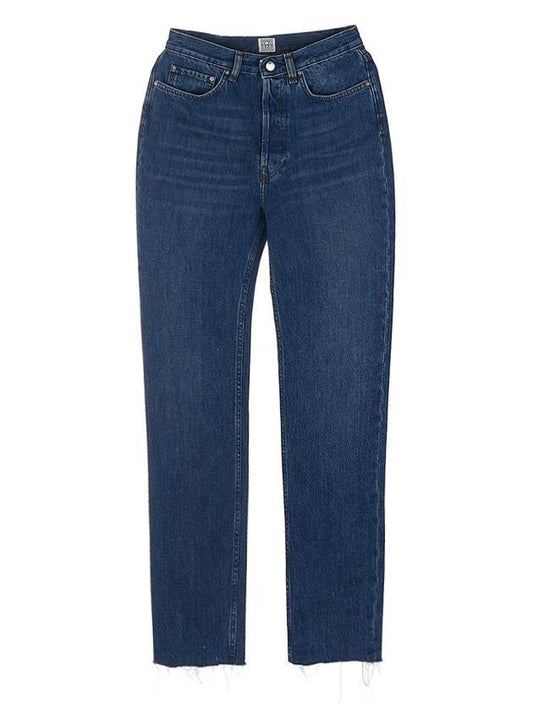 High Waist Cropped Straight Jeans Blue - TOTEME - BALAAN 1