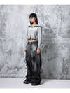 Damaged crack washed denim wide pants gray - PEOPLE OF THE WORLD - BALAAN 2