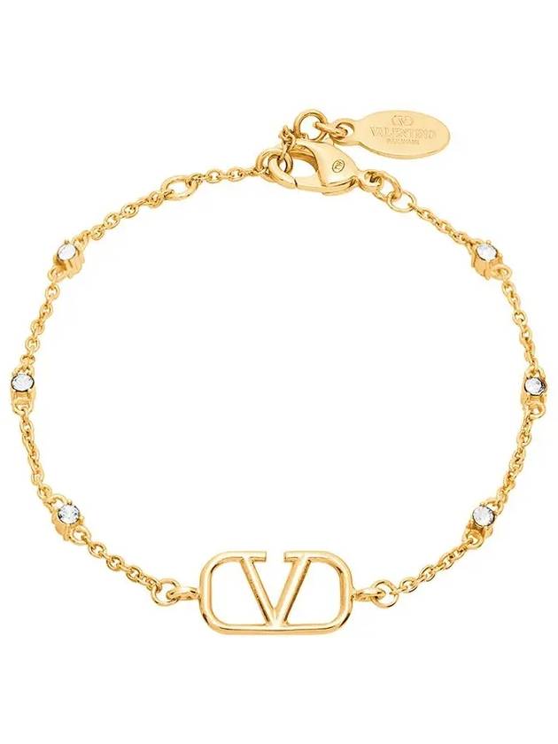 Signature Metal Swarovski Crystal Bracelet Gold - VALENTINO - BALAAN 2