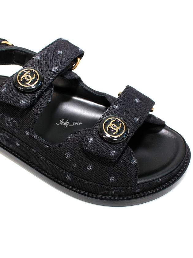 Sandals Printed Denim Black - CHANEL - BALAAN 7