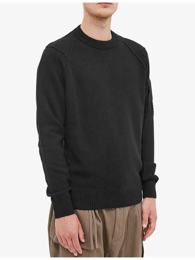 Lens Wappen Wool Blend Knit Top Black - CP COMPANY - BALAAN 3