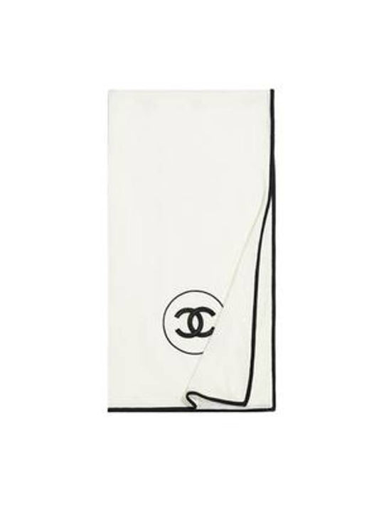 stole CC logo cashmere muffler ivory - CHANEL - BALAAN.