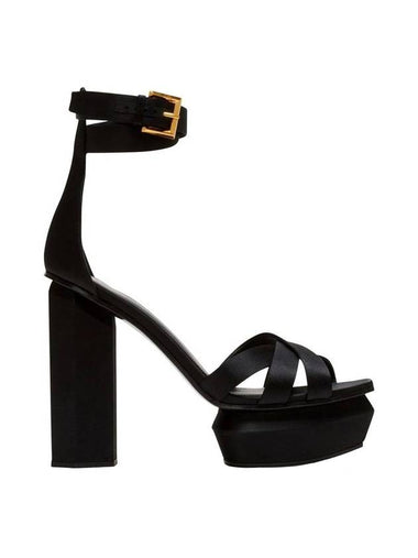 Women's Ava Satin Flatform Sandals Heel Black - BALMAIN - BALAAN 1