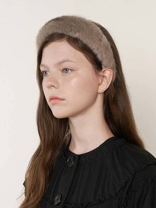 serre t?te Mink Fur Band Sapphire Gray - BROWN HAT - BALAAN 2