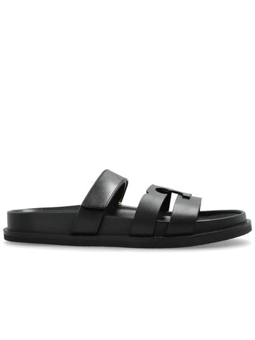 Tory Burch Leather Slides Ines, Women's, Black - TORY BURCH - BALAAN 1