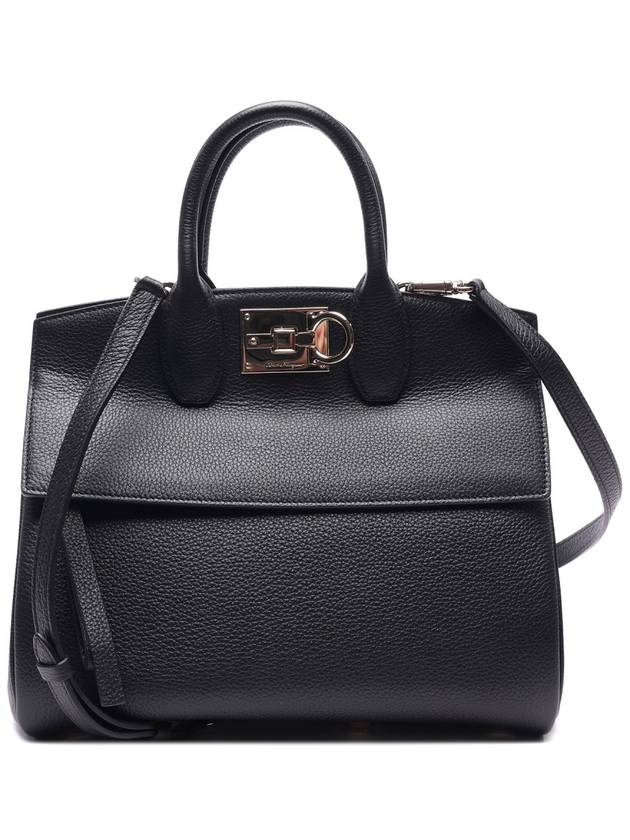 Studio Small Tote Bag Black - SALVATORE FERRAGAMO - BALAAN 3