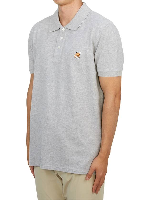 Fox Head Patch Cotton Polo Shirt Grey - MAISON KITSUNE - BALAAN 5