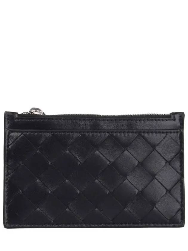 Intrecciato Zipper Single Card Wallet Black - BOTTEGA VENETA - BALAAN 2